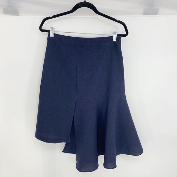 JOA Navy Funky Fun Asymmetrical Fit Flare Skirt Size M New - Picture 1 of 9